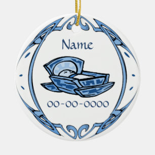 Ornement Rond En Céramique Date de naissance - Ornement, Ajouter un texte