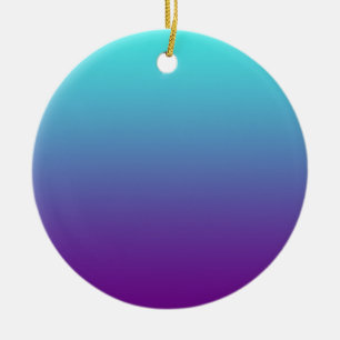 Ornement Rond En Céramique Dégradé de fond simple Turquoise Bleu Violet