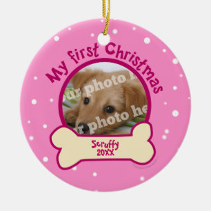 Ornement Rond En Céramique Dentelez mon chien de photo personnalisé le