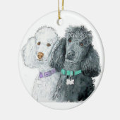 Ornement Rond En Céramique Deux caniches (Gauche)
