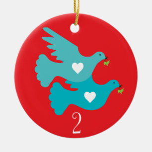 Ornement Rond En Céramique Deuxième jour d'ornement de Noël