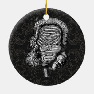 ORNEMENT ROND EN CÉRAMIQUE DIAGRAMME INTESTINES VINTAGE