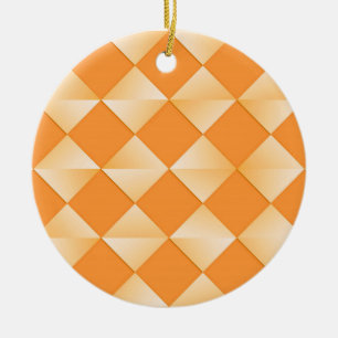 Ornement Rond En Céramique Diamants Satinés du Milieu du Siècle - orange mand