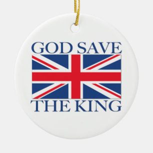 Ornement Rond En Céramique Dieu sauve le roi avec Union Jack