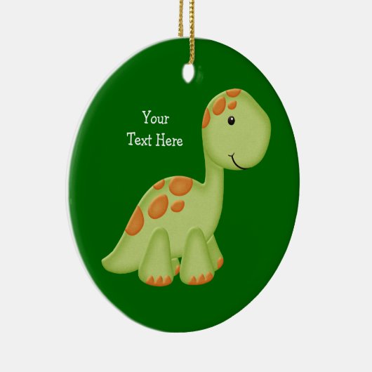 Ornement Rond En Céramique Dino vert (personnalisable) (Droite)