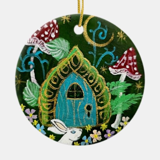 Ornement rond en céramique d'invitation (Devant)