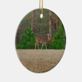 Ornement Rond En Céramique Doe a Deer & Pine Trees (Droite)