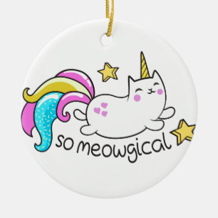 Ornement Rond En Céramique Donc la parties scintillant de chatte de l'Unicorn
