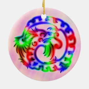 Ornement Rond En Céramique Dragon
