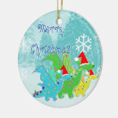 Ornement Rond En Céramique Dragons de Joyeux Noël (Gauche)