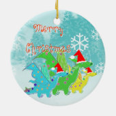 Ornement Rond En Céramique Dragons de Joyeux Noël (Dos)