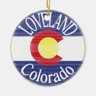 Ornement Rond En Céramique Drapeau circulaire Loveland Colorado