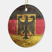 Ornement Rond En Céramique Drapeau de l'Allemagne sur le vieux grain en bois (Gauche)