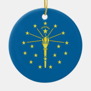 Ornement Rond En Céramique Drapeau de l'État de l'Indiana