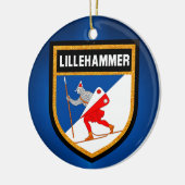Ornement Rond En Céramique Drapeau de Lillehammer (Gauche)