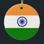 Ornement Rond En Céramique Drapeau de l'Inde<br><div class="desc">Recherchez le "wowsmiley" plus de produits comme celui-ci.</div>