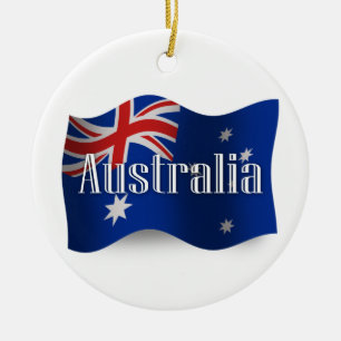 Ornement Rond En Céramique Drapeau de ondulation de l'Australie