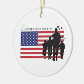 Ornement Rond En Céramique Drapeau des Etats-Unis - soutenez nos troupes (Gauche)