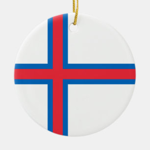 Ornement Rond En Céramique Drapeau des Iles Féroé