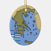 Ornement Rond En Céramique Drapeau et carte de la Grèce (Droite)