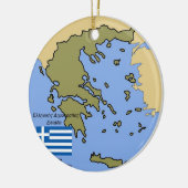 Ornement Rond En Céramique Drapeau et carte de la Grèce (Gauche)