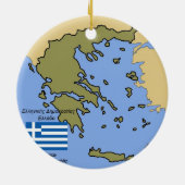 Ornement Rond En Céramique Drapeau et carte de la Grèce (Dos)