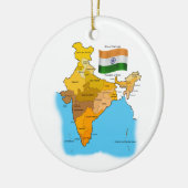 Ornement Rond En Céramique Drapeau et carte de l'Inde (Gauche)
