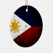 Ornement Rond En Céramique Drapeau grunge noir de Philippines (Droite)