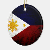 Ornement Rond En Céramique Drapeau grunge noir de Philippines (Gauche)