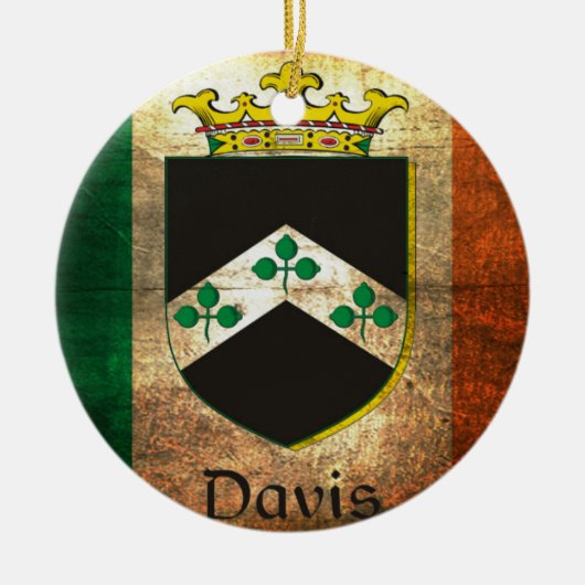 Ornement Rond En Céramique Drapeau irlandais Davis Crest (Devant)