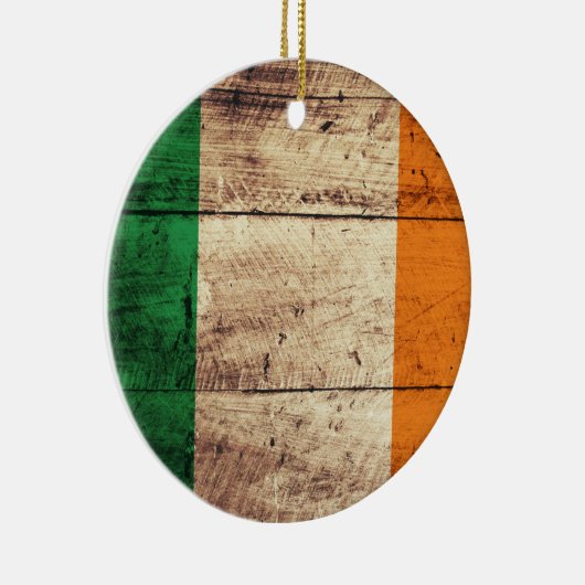 Ornement Rond En Céramique Drapeau Irlande en bois (Droite)