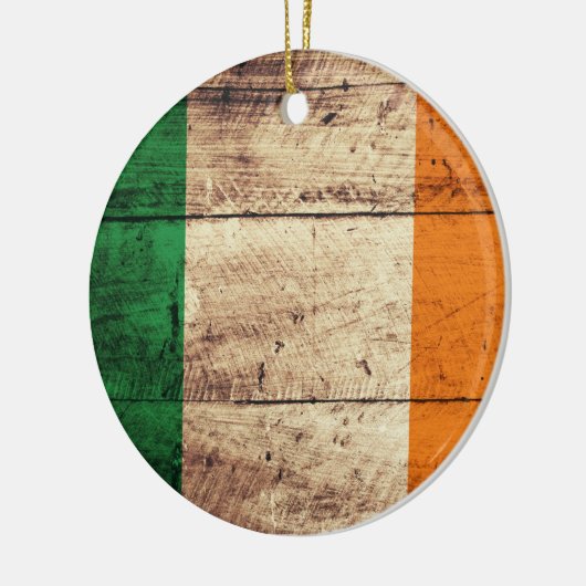 Ornement Rond En Céramique Drapeau Irlande en bois (Gauche)