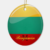 Ornement Rond En Céramique Drapeau lithuanien rond brillant (Gauche)