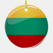Ornement Rond En Céramique Drapeau lithuanien rond brillant (Dos)