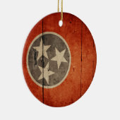 Ornement Rond En Céramique Drapeau robuste en bois Tennessee (Droite)