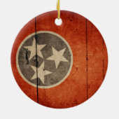 Ornement Rond En Céramique Drapeau robuste en bois Tennessee (Dos)
