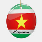 Ornement Rond En Céramique Drapeau rond brillant Suriname (Gauche)