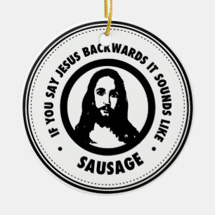 Ornement Rond En Céramique Drôle Jésus