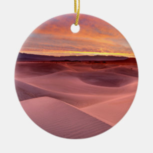 Ornement Rond En Céramique Dunes de sable rose, Vallée de la Mort, CA