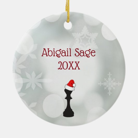 Ornement Rond En Céramique Échecs personnalisés Neige d'hiver Père Noël Noël (Dos)