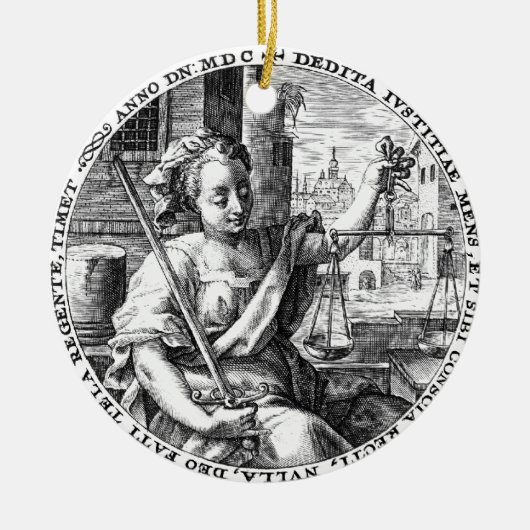 Ornement Rond En Céramique Échelles de justice (Devant)
