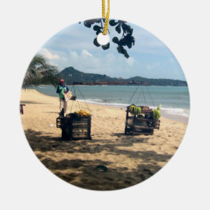 Ornement Rond En Céramique Échouez la plage de Vendings… Lamai, île de Sa