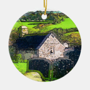 ORNEMENT ROND EN CÉRAMIQUE ÉGLISE RURALE