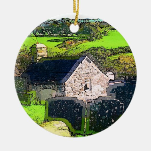 ORNEMENT ROND EN CÉRAMIQUE ÉGLISE RURALE (Devant)