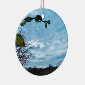 Ornement Rond En Céramique Élégant Noël Holly, ciel bleu (Droite)