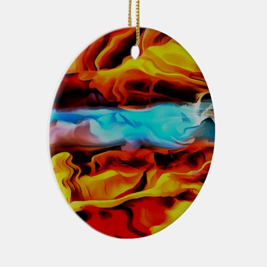 Ornement Rond En Céramique Eléments Chauds Et Froids Acrylique Verser Abstrai (Droite)