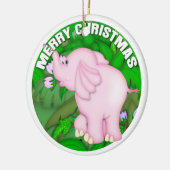 Ornement Rond En Céramique Éléphant rose de Joyeux Noël (Gauche)