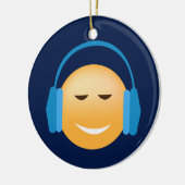 Ornement Rond En Céramique Emoji avec des écouteurs (Gauche)