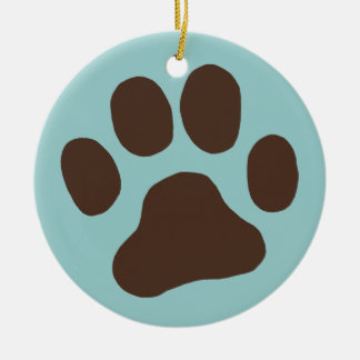 Ornement Rond En Céramique Empreinte de patte de chien Noël Noël Noël Noël Or