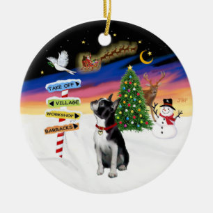 Ornement Rond En Céramique Enseignes de Noël - Boston Terrier #3